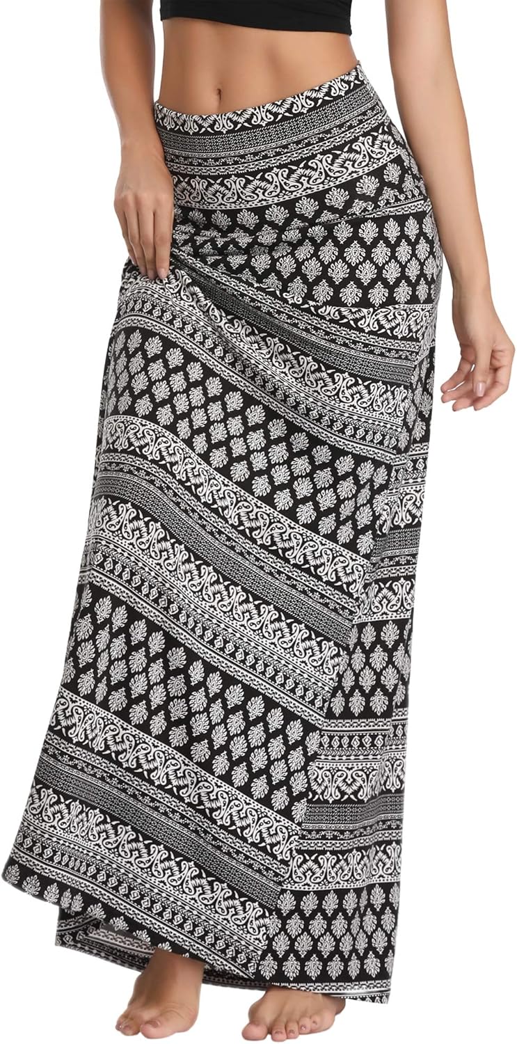 Damen Boho Lang Rock Weicher Dehnbarer Maxirock XXL 1, XXL 1