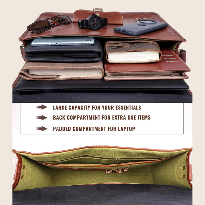ALASKA EXPORTS handmade vintage leather messenger bag for laptop briefcase best computer,school dist