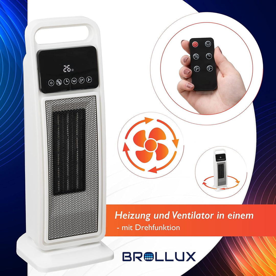 Elektroheizung & Ventilator 2000W LUX15 mit Fernbedienung Thermostat & Lüfter Heizgerät mobile elekt