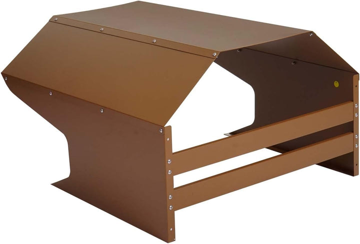 Mähroboter-Garage HWC-L43, Dach Unterstand für Rasenmäher, Metall 40x59x69cm - braun, Braun