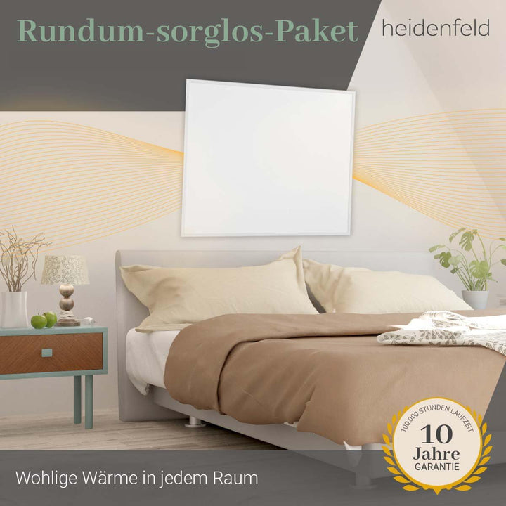 Heidenfeld Infrarotheizung HF-HP106-3 | 𝟭𝟬 𝐉𝐀𝐇𝐑𝐄 𝐆𝐀𝐑𝐀𝐍𝐓𝐈𝐄 - 500 Watt - 5-12 m² - Infrarot Heizkörper