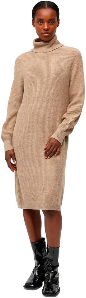 Object Damen Objmalena L/S Roll Neck Dress Noos Kleid XS Fossil/Detail:melange, XS Fossil/Detail:mel