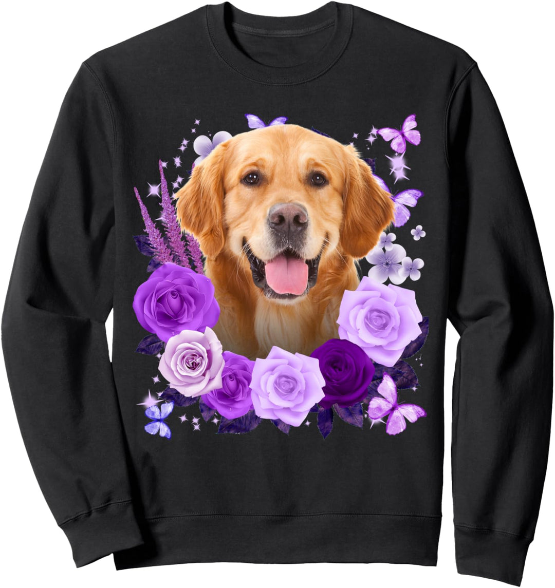 Golden Retriever Cute Purple Flower Gift Sweatshirt