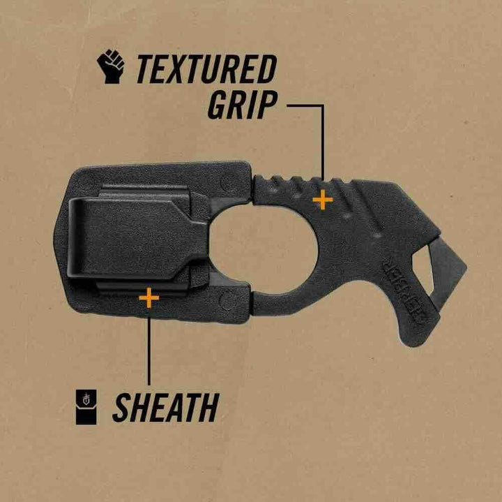 Gerber Gurtschneider, Strap Cutter, Mit integriertem Glasbrecher, Gesamtlänge: 11,1 cm, Schwarz, 22-