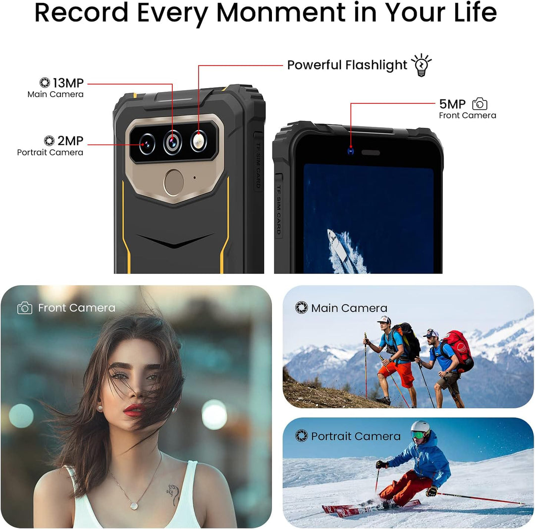 HOTWAV T5 Pro Telephone Portable Incassable, 4Go+32Go-512Go Extensible,Android 13, 7500 mAh, Écran 6