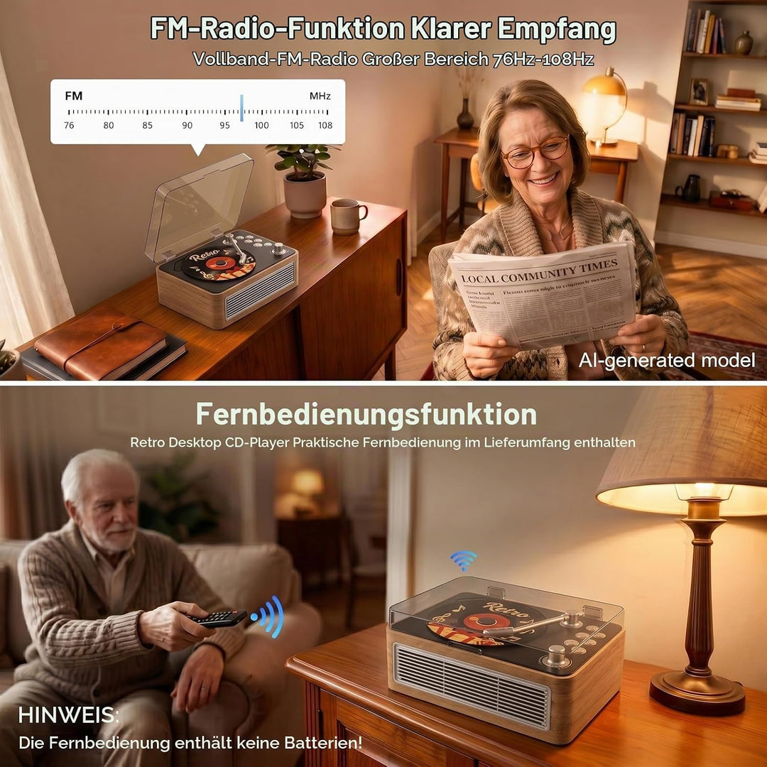 Gueray Tragbarer CD Player Bluetooth CD-Player mit Lautsprecher &amp; Radio &amp; Fernbedienung Unterstützt