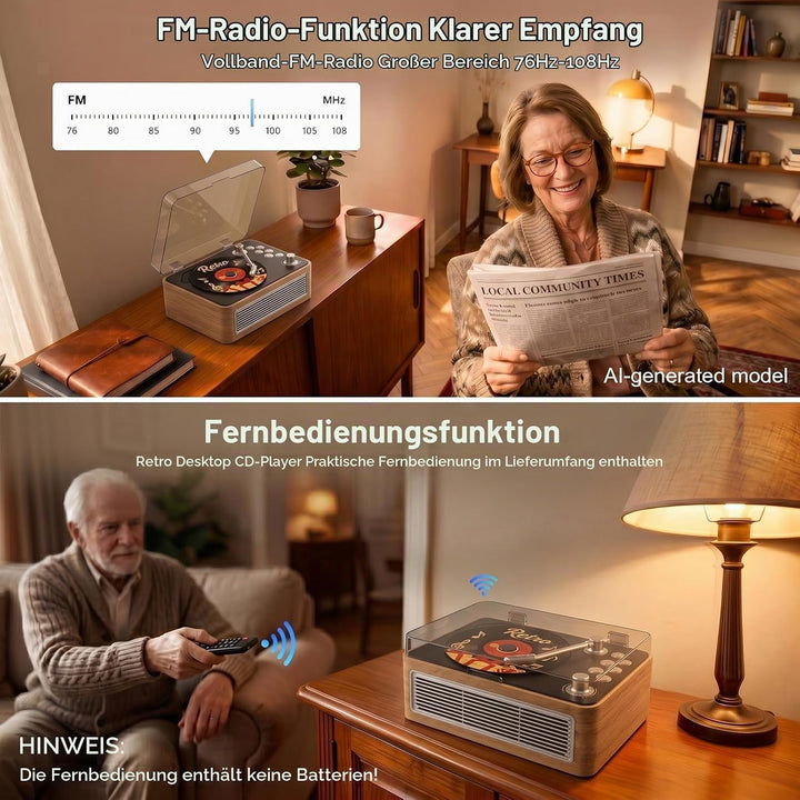 Gueray Tragbarer CD Player Bluetooth CD-Player mit Lautsprecher &amp; Radio &amp; Fernbedienung Unterstützt