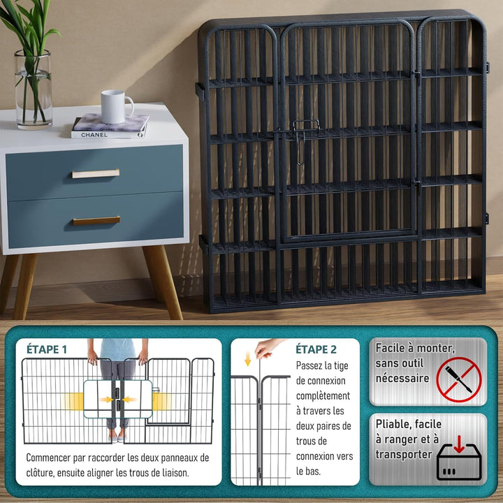 Qianruida Parc Enclos Pour Chiens 80cm x 80cm Haut Clôture Chiot Intérieur/Extérieur Animaux Grillag