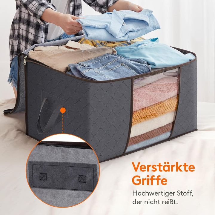Lifewit 8 Stück 90L Aufbewahrungstasche, Aufbewahrungsbox mit Deckel, Gross Kleideraufbewahrung Umzu