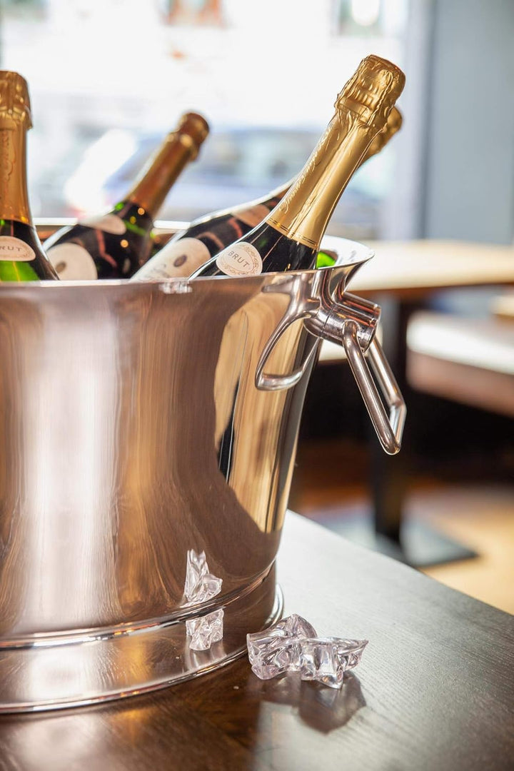 EDZARD Champagner Kühler Samu (Ø 48 cm, gross) aus Edelstahl - Flaschenkühler, Sektkühler doppelwand