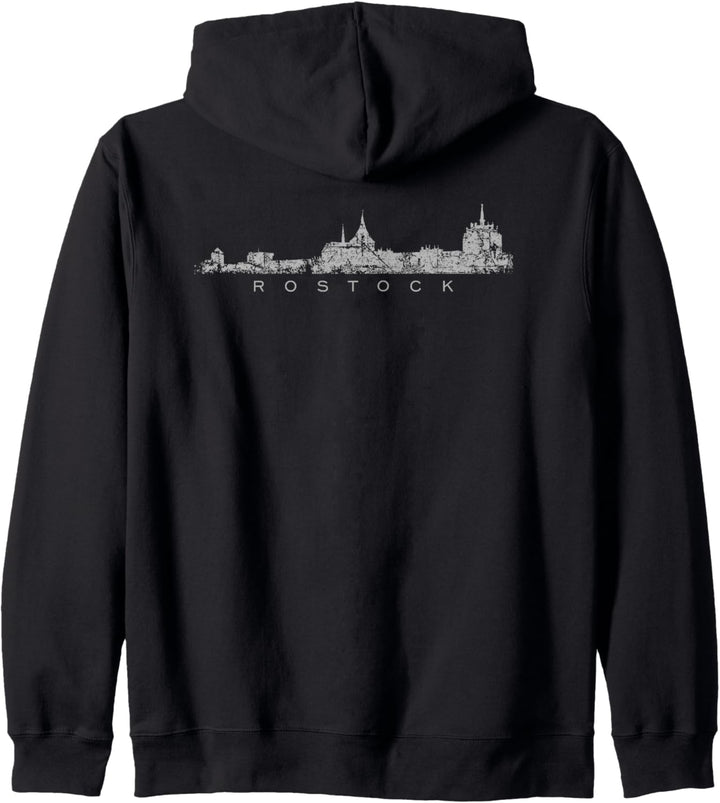Rostocker Skyline (Vintage Grau) Rostock Kapuzenjacke
