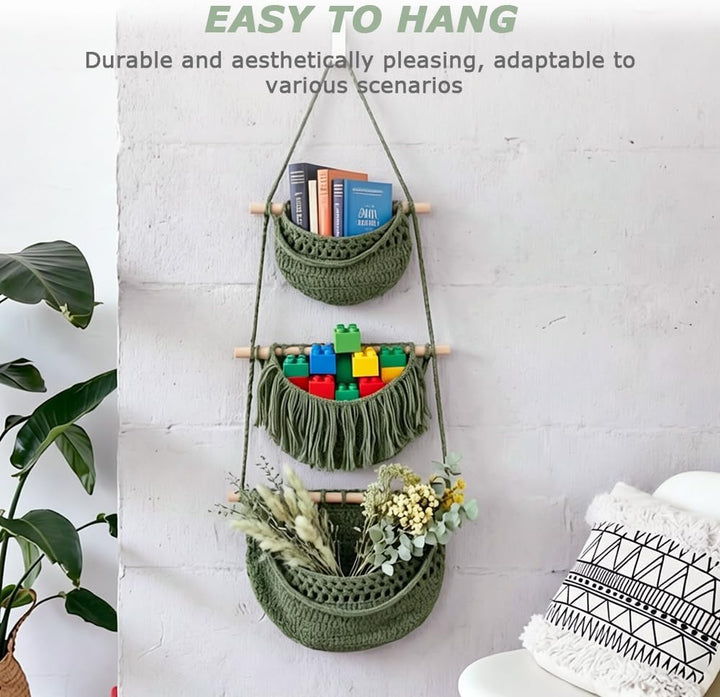Hängender Organizer Wand, 3 Stufiger Hängeorganizer Organizer Wand Organizer, Boho Decorative Hangin
