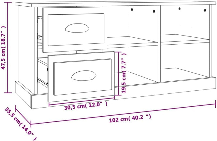 vidaXL TV Schrank, Fernsehtisch mit 2 Schubladen 4 Fächern, Fernsehschrank Lowboard für Wohnzimmer S
