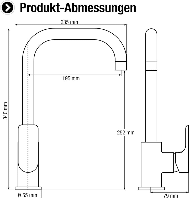 Cornat Spültisch-Einhebelarmatur "Noir" - Black Edition - Robuster Druckgusskörper - matt schwarz -