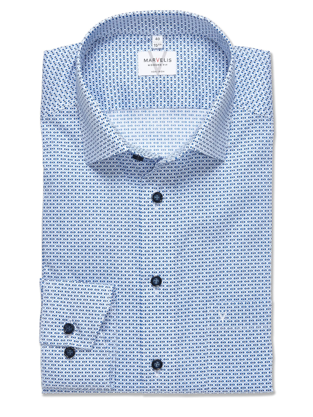 Marvelis Herren Businesshemd Langarm 723014,Rotationsdruck,Modern Fit,New Kent 42 Bleu 11, 42 Bleu 1