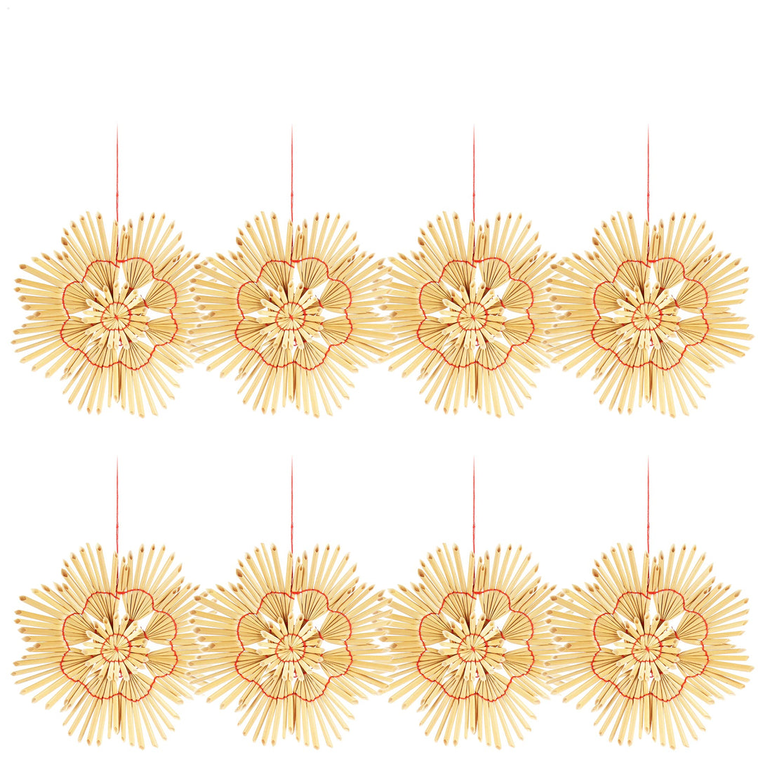 com-four® 8X Strohsterne im Mix-Set - Christbaum-Schmuck - Stroh-Anhänger für den Weihnachtsbaum - n