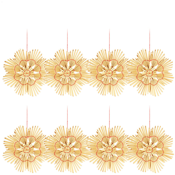 com-four® 8X Strohsterne im Mix-Set - Christbaum-Schmuck - Stroh-Anhänger für den Weihnachtsbaum - n