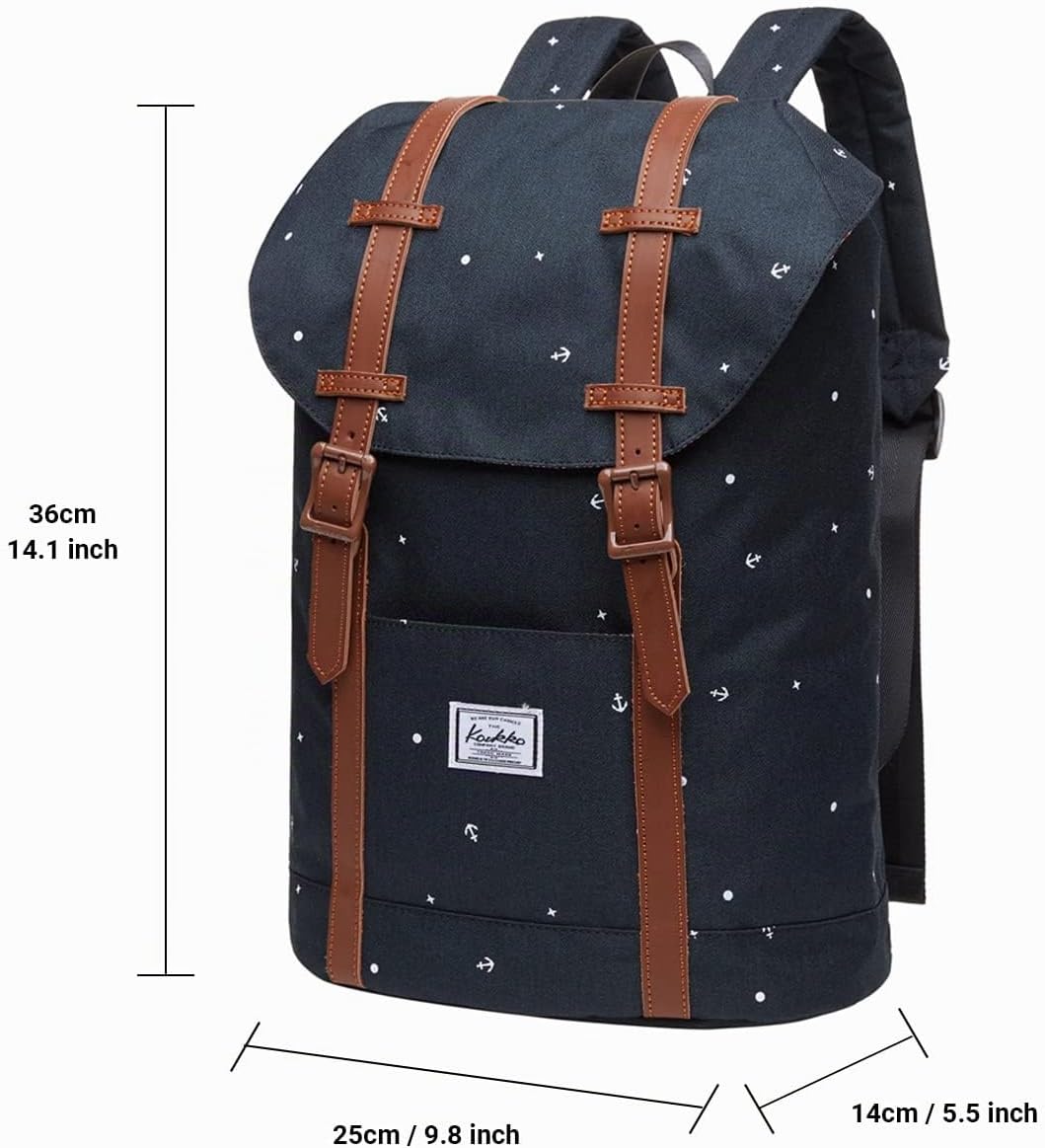 KAUKKO Rucksack Klein Damen Herren Schön und Praktisch Daypack für Schule, Uni, Beruf mit 10" Laptop