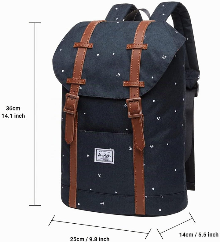 KAUKKO Rucksack Klein Damen Herren Schön und Praktisch Daypack für Schule, Uni, Beruf mit 10" Laptop