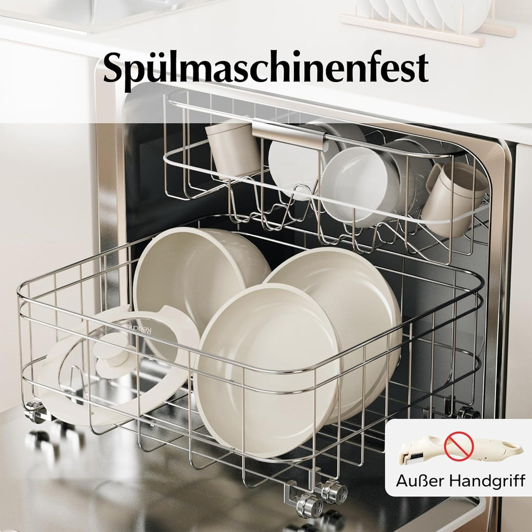 Redchef Keramik Pfannenset mit Abnehmbaren griff, Wohnmobil Kochgeschirr Set für Camping, Keramik Un