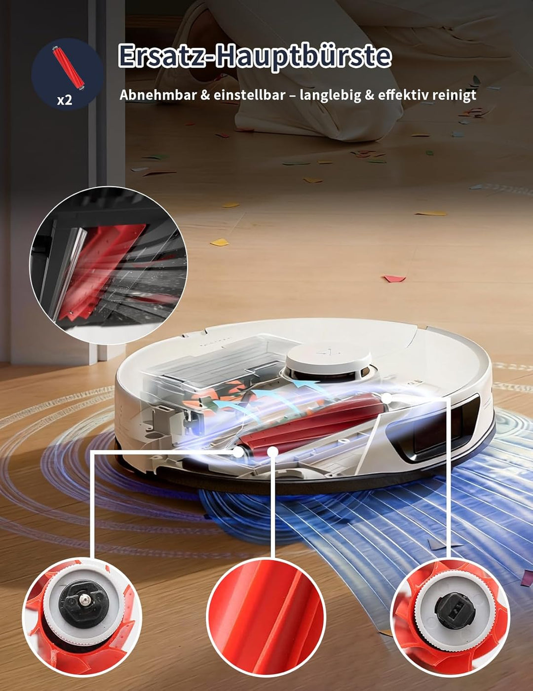 26 Stück Zubehör set für Roborock QV 35A / QV 35S，mit 2 Hauptbürsten, 6 Feuchttücher, 4 HEPA-Filter,