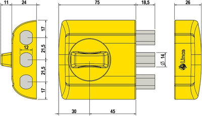 Lince 4940-Hl Supra Simple Schloss, Messingbeschichtung