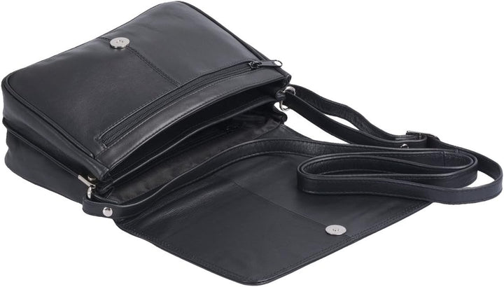 LOUANA Damenhandtasche Echt-Leder, 24x18x9cm Schwarz, Schwarz