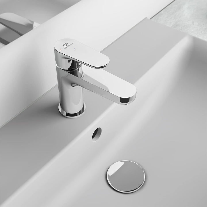 Ideal Standard BC697AA Cerafine O Waschtischarmatur mit Zugknopf-Ablaufgarnitur