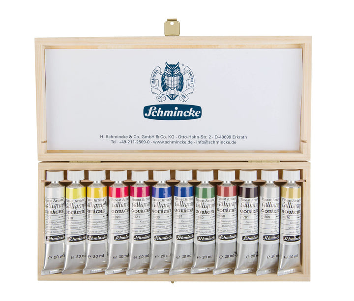 Schmincke - Calligraphy Gouache, 12 x 20 ml-Tuben, 72 028 097, 12 feinste Kalligraphie Farbtöne im H