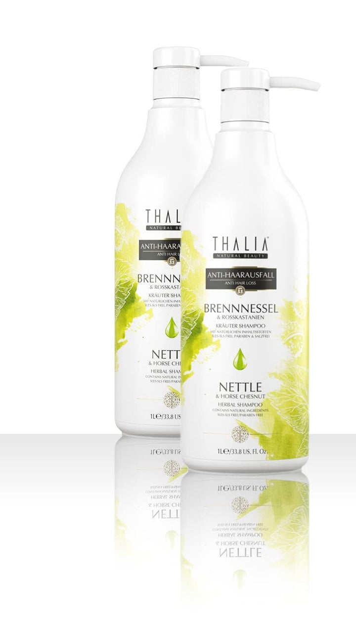 2L Thalia Brennnessel & Rosskastanien Shampoo 2x 1000 ml (2000 ml), unterstützt den Haarwachstum, ge