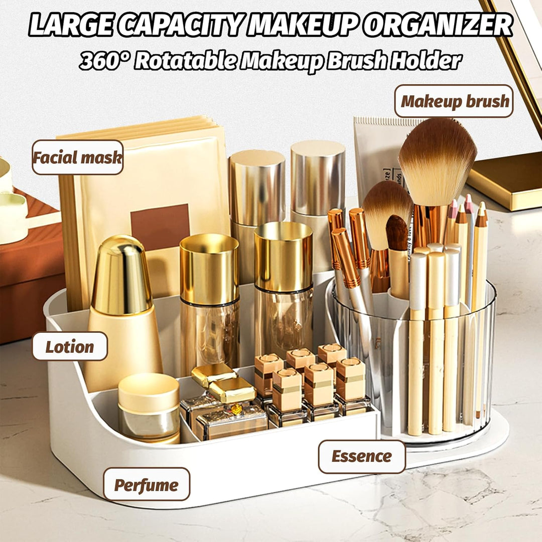DASITON Make Up Kosmetik Organizer, 360° drehbarer Make Up Pinsel Organizer, Schmink Aufbewahrung fü