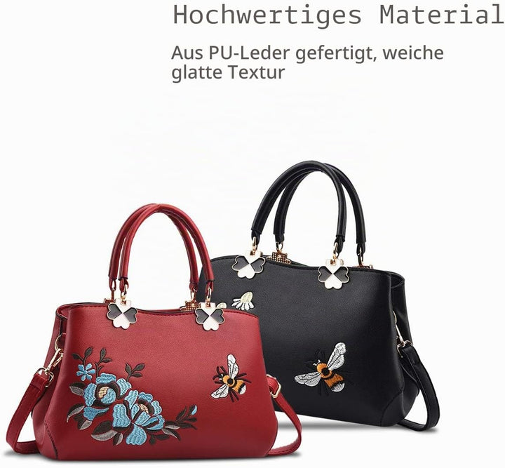 NICOLE&DORIS Handtaschen Damen Mode Schultertasche Geldbörse Retro Umhängetasche Frau Tote Stickerei