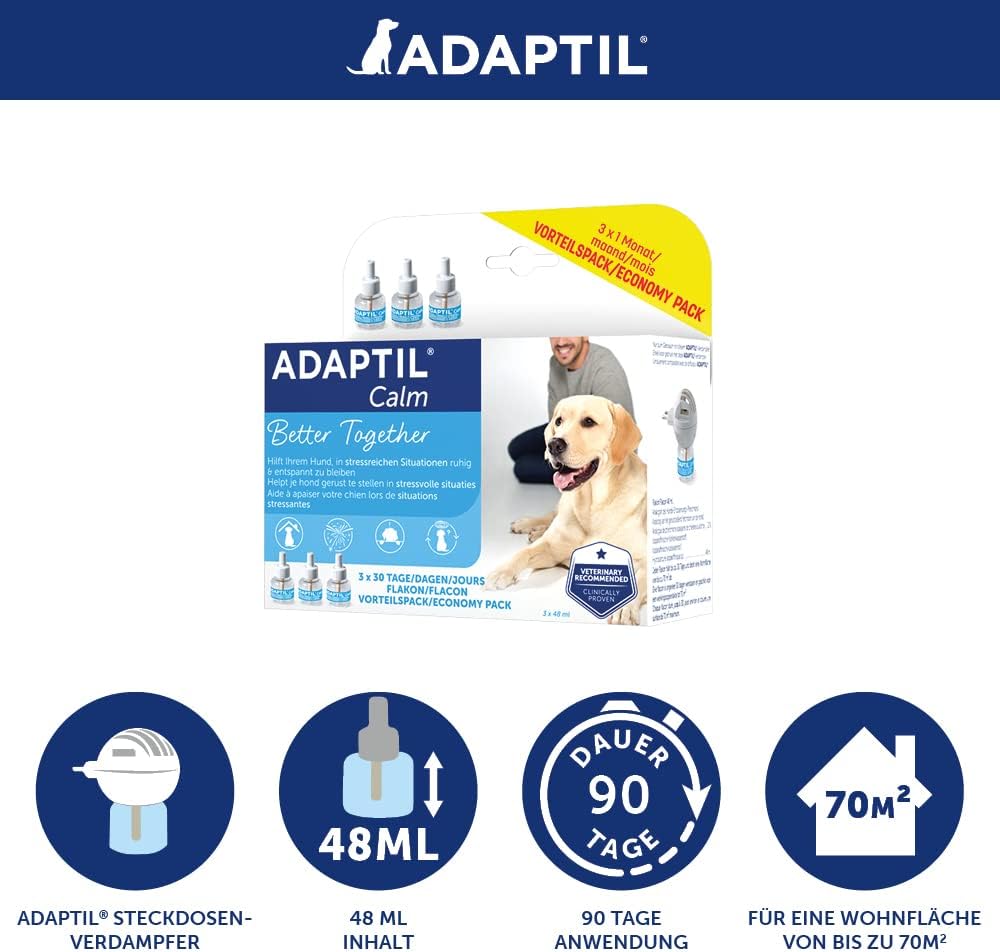 ADAPTIL Calm Vorteilspack für Hunde | 3X Nachfüllflakon | Pheromone zur Förderung des Wohlbefindens