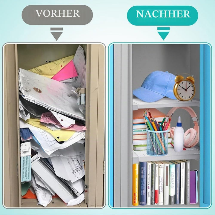 2 Stück Regal-Organizer für Schulspinde - Verstellbarer Spind-Teiler, Platz im Spind zu Erweitern