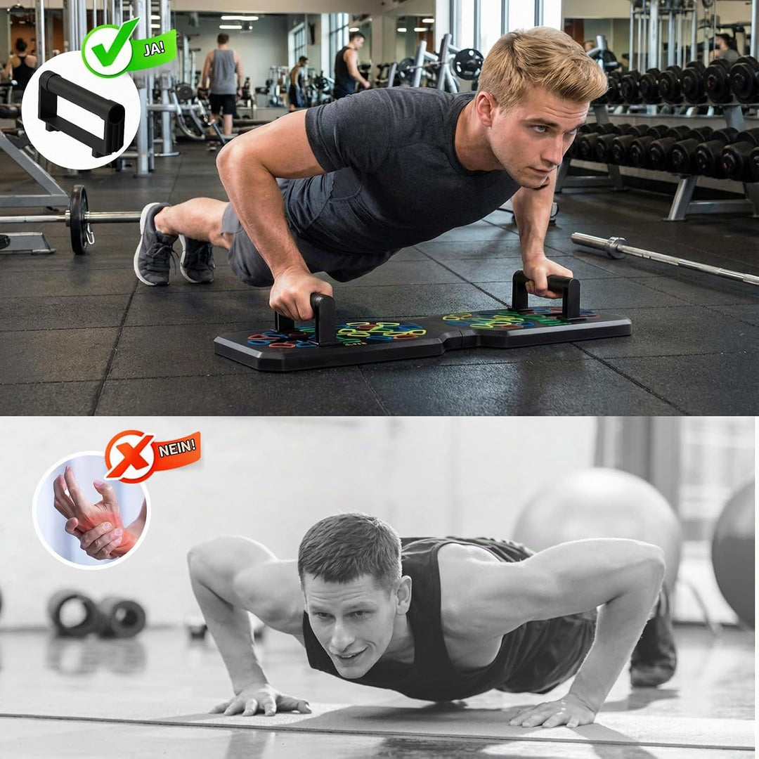 Push Up Board, Liegestützgriffe, Premium Liegestützbrett Set, Faltbares Multifunktions Fitness-Board