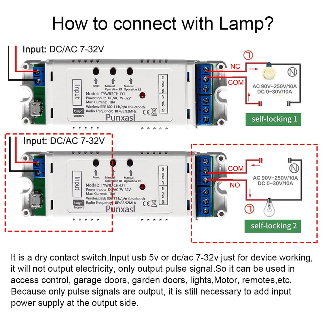Wifi Elektrischer Linearantriebsregler, 2 Kanäle DC 12 V 24 V Wifi Smart Relaisschalter 2CH 7-32V, 2