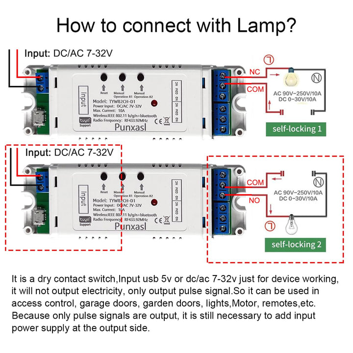 Wifi Elektrischer Linearantriebsregler, 2 Kanäle DC 12 V 24 V Wifi Smart Relaisschalter 2CH 7-32V, 2