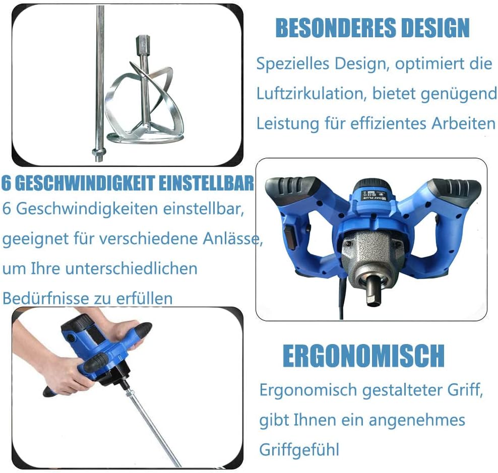 Elektrisches Mischwerkzeug Motar-Rührer Tragbarer Mixer für Beton Zement Putz Mörtel Farbe Professio