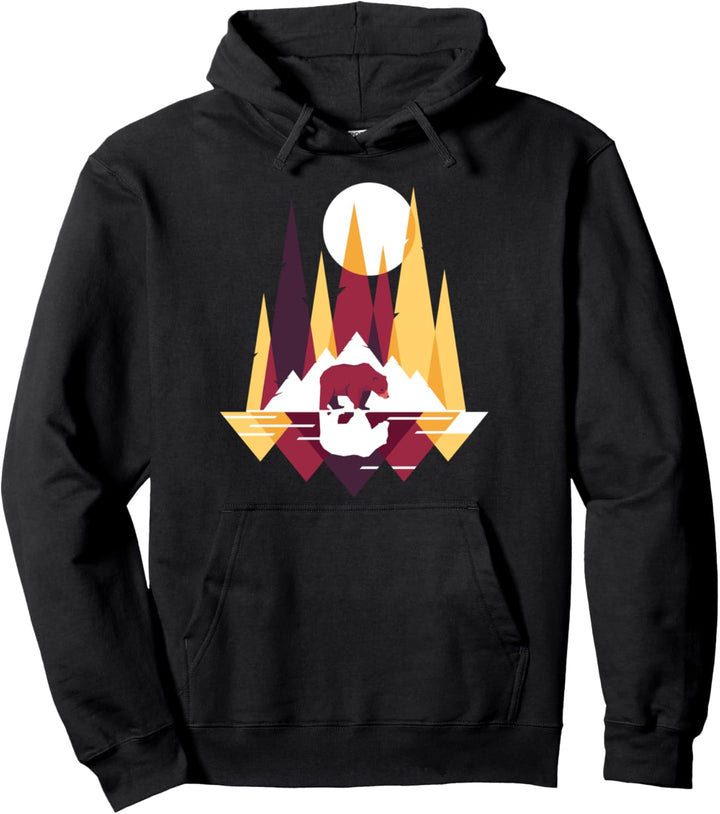 Wandern Design mit Bär, Bergen und Wald für Wanderer Pullover Hoodie