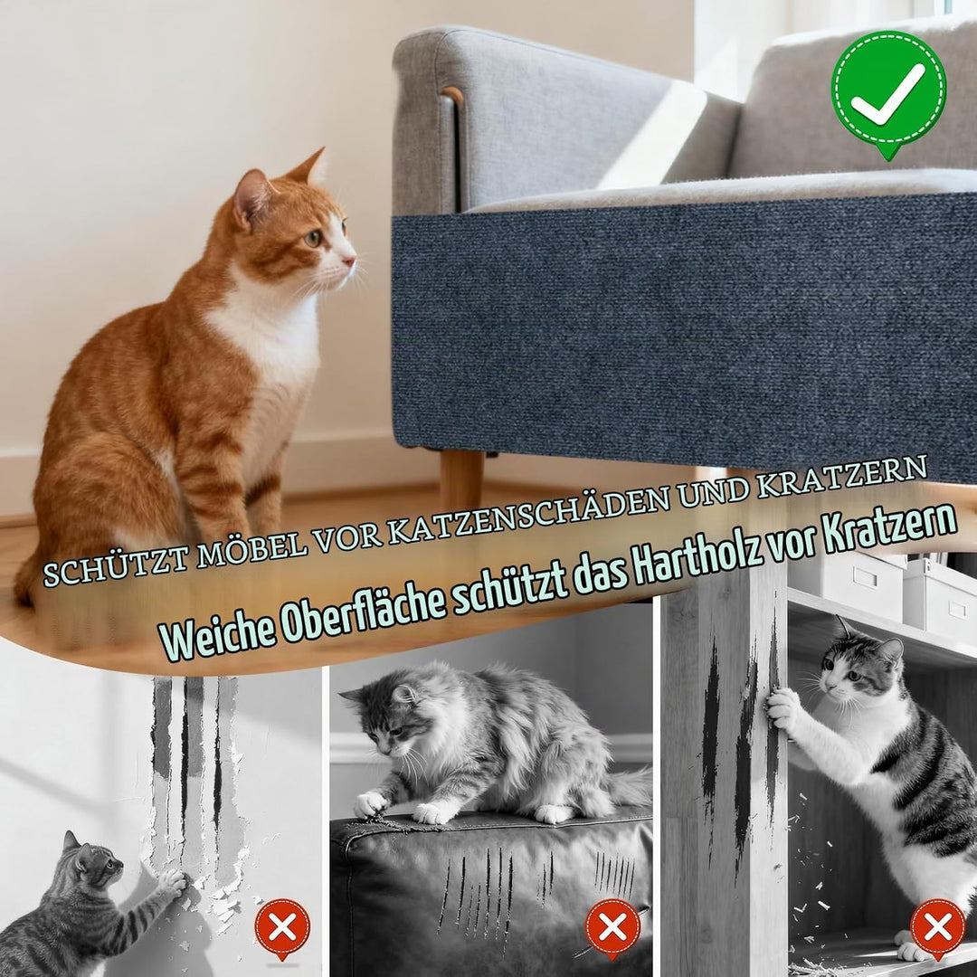 Kratzmatte Selbstklebend 60x200 cm, Selbstklebende Kratzschutzmatte Kratzteppich Katze Kratzschutz f