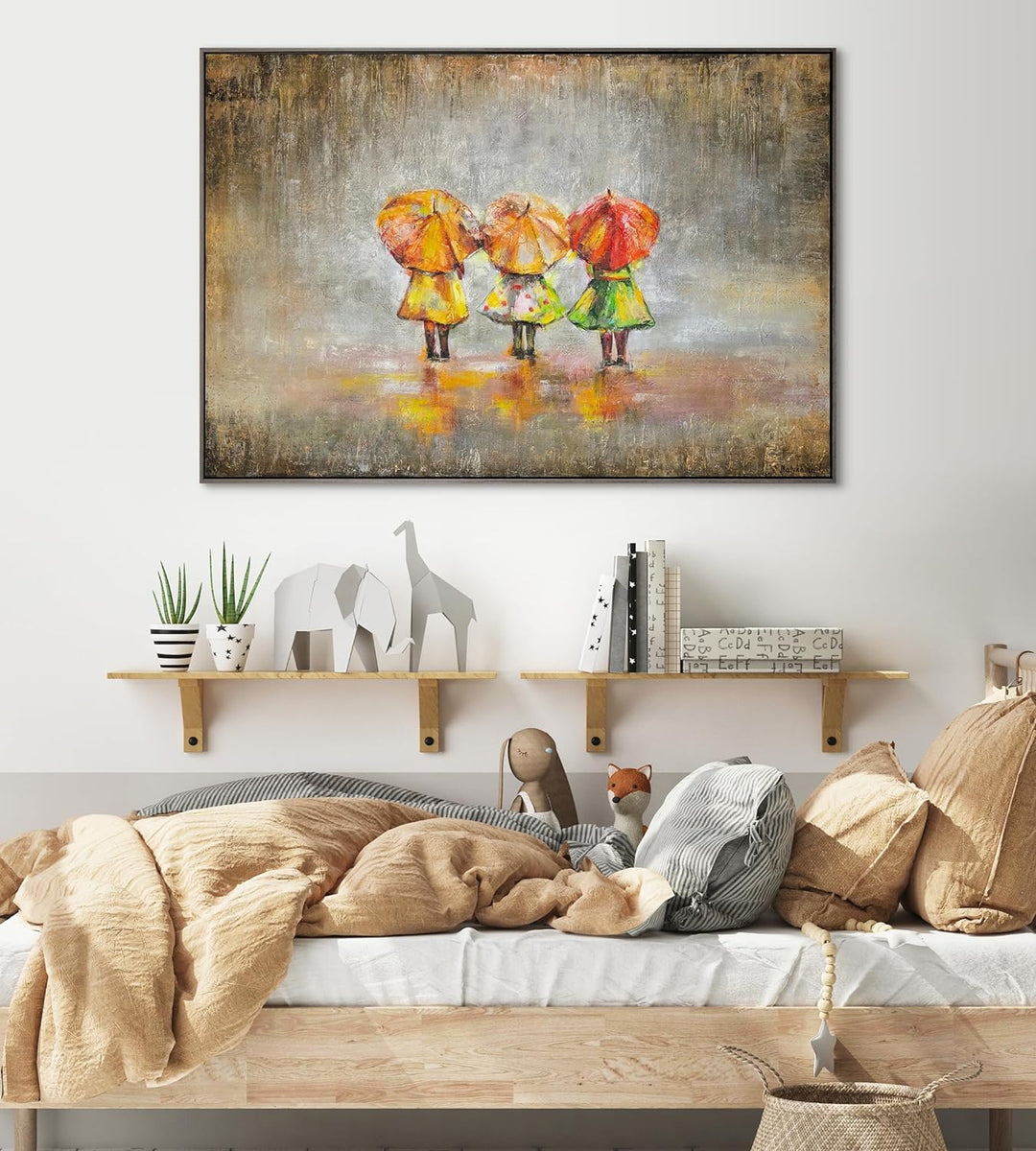 YS-Art XXL Abstrakt Acryl Gemälde auf Leinwand Sommerregen handgemalt Wandbilder Wohnzimmer modernes
