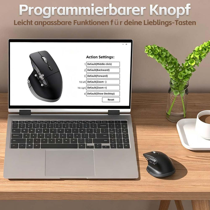 INFINMIND L551 Pro+ Kabellose Maus, programmierbare Bluetooth-Maus, geräuschlose Mehrgeräte-Design m