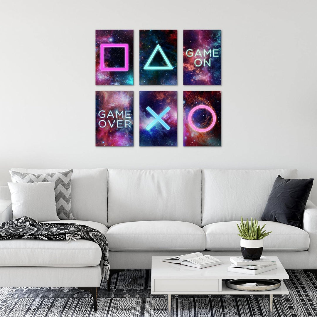 Wandbilder Set Zocker Gaming | KOMPLETT AUFHÄNGFERTIG | Spielkonsole Gamer | Moderne Bilder Poster S