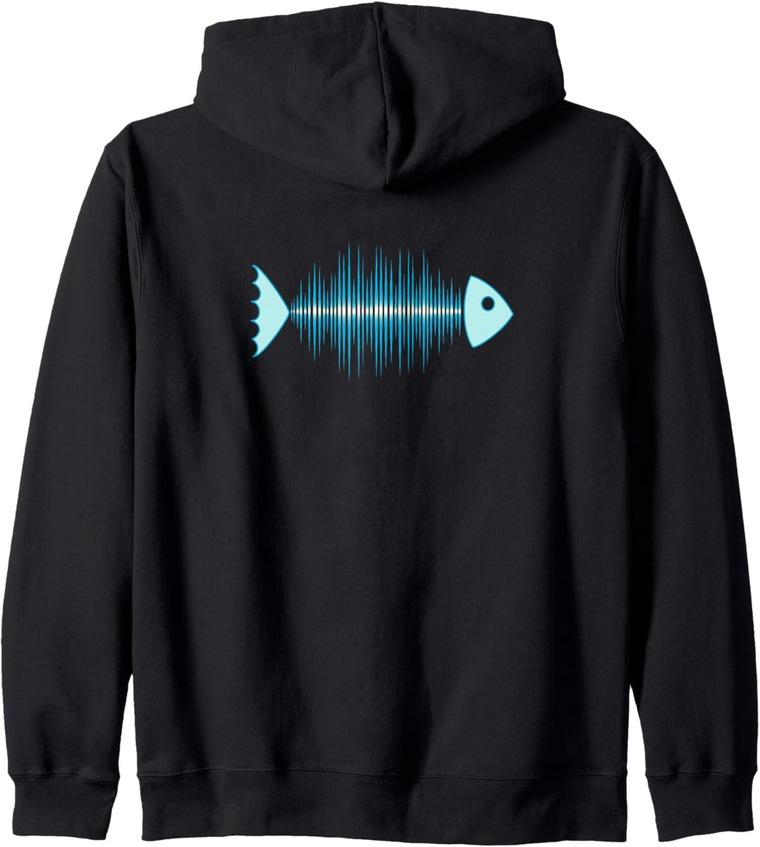 Fisch verstrahlt Musik Symbol Sound Frequenz Puls Fischgräte Kapuzenjacke