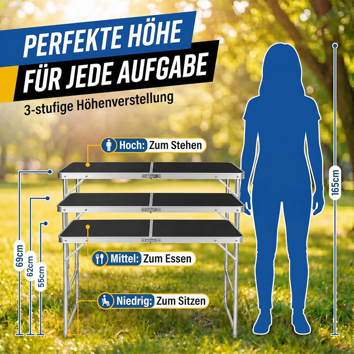 GOODS+GADGETS Klappbarer Multifunktionstisch Mehrzwecktisch Campingtisch Camping-Set Klapptisch Mark