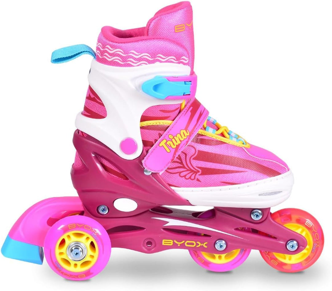 Inliner Kinder Trina 3 in 1, Grösse M 34-37 verstellbar, PU Rollen, 608ZB Lager