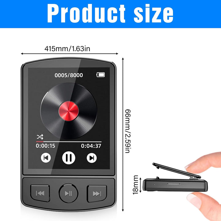 Mp3 Player Bluetooth 5.0, 32 Gb Mini Musik Player Mit Clip, 1,8 Zoll Tft Farbbildschirm, Video, Spra