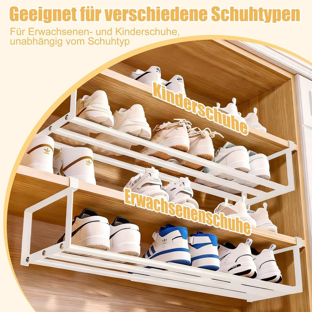 2 Stück Unterregal Hängekorb Ausziehbar - 40-70cm Verstellbares Hängendes Schuhregal Organizer im Sc