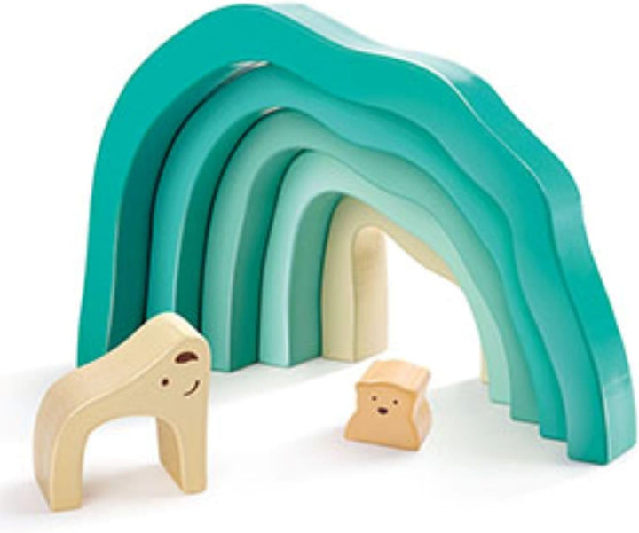 Hape Stapelblöcke Eisbären in der Arktis - Bogen aus Holz, Montessori Motorikspielzeug, buntes Holzb