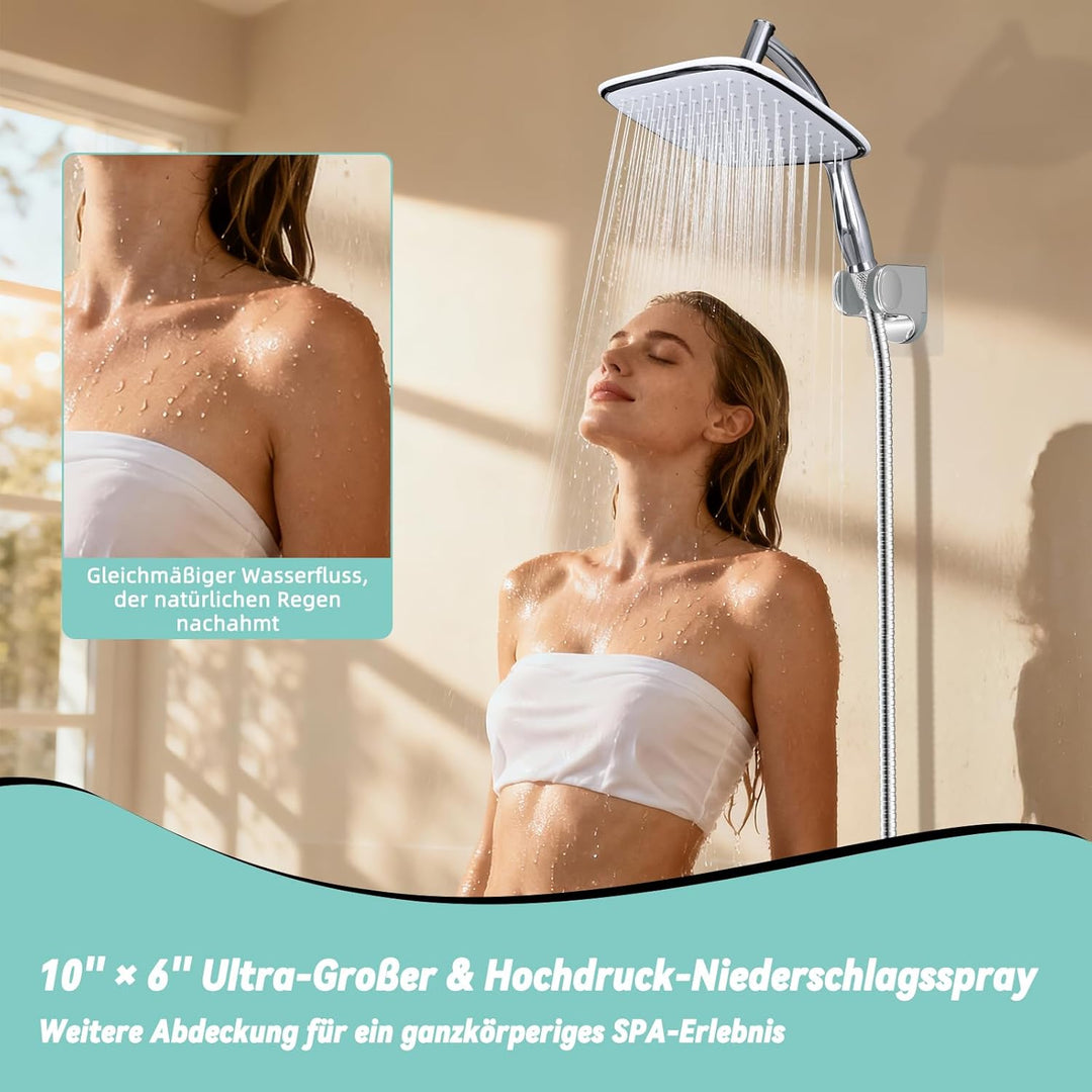 Hibbent Regenduschkopf mit Handbrause und Halterung, Hochdruck Regendusche mit abnehmbarem Arm in Ch